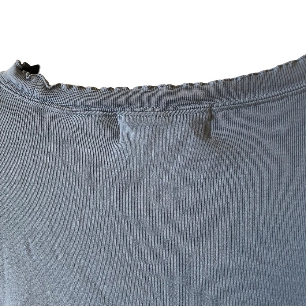Orvis Pullover Cotton Top Women M Slate Blue Lettuce Hem Neck and Sleeve - Picture 5 of 7